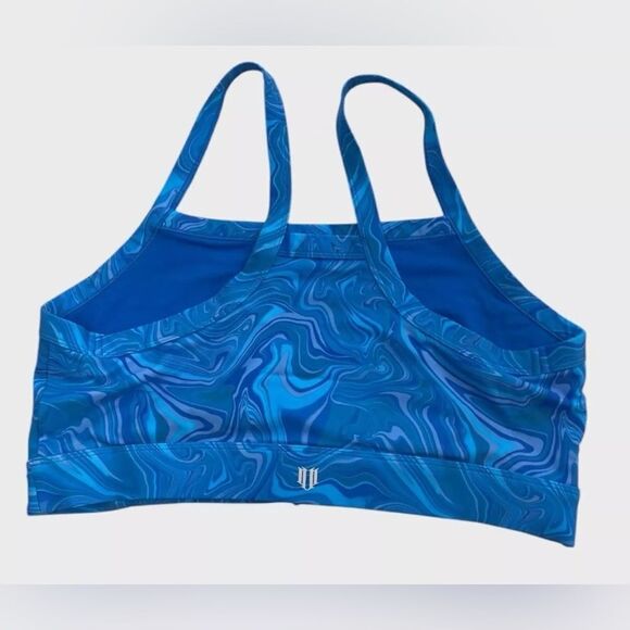 NWT EleVen Venus Williams Blue Marble Wrapped Sports Bra Athletic Tennis- Size L - Picture 2 of 9